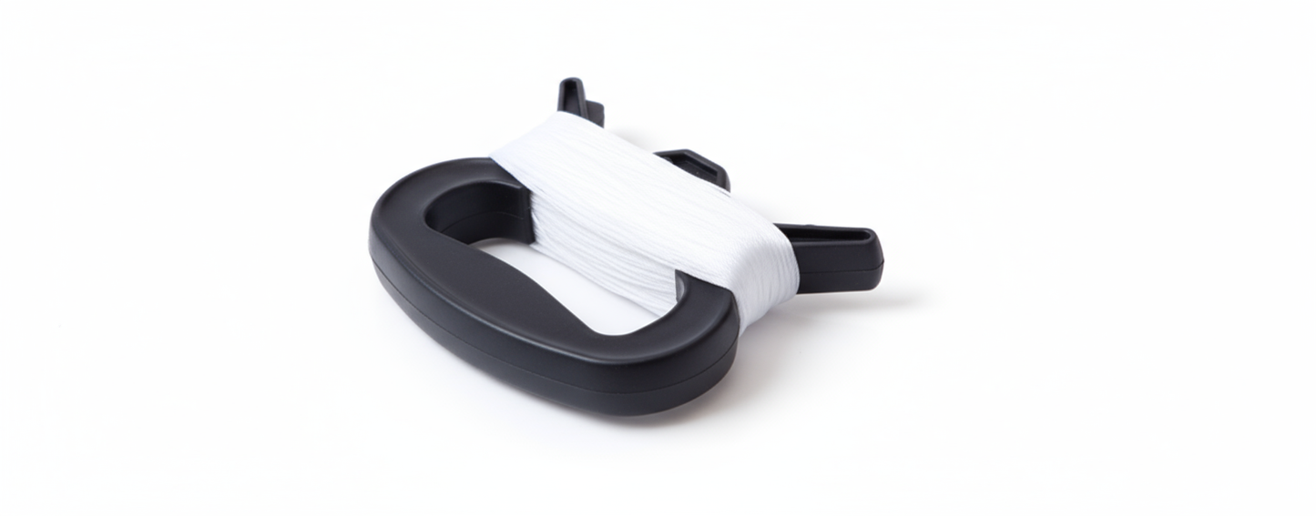 Wikz Håndtag med 80 meter dragesnor i sort, produktfoto på hvid baggrund