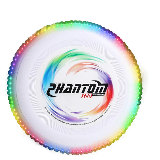 Wikz Aero Glow LED frisbee i hvid, vist på transparent baggrund