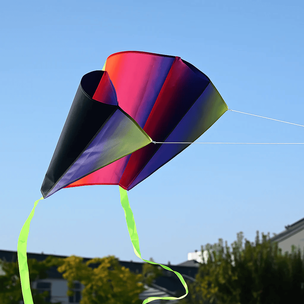 Wikz Spectrum Parafoil drage i twilight farver, vist på blå baggrund