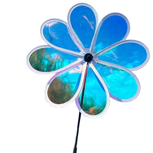 Wikz Twista Flower XL vindhjul i blå og grøn, fritlagt uden baggrund