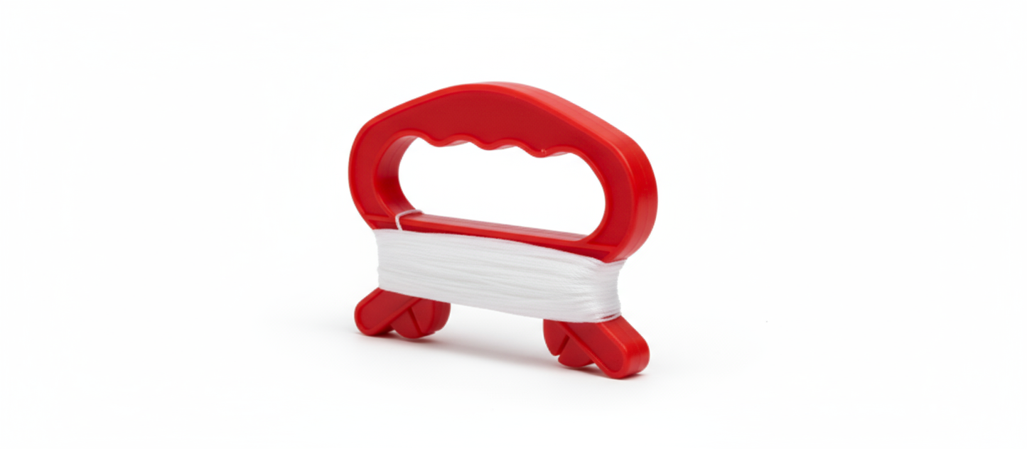 Wikz Håndtag med 30 meter dragesnor i rød, produktfoto på hvid baggrund