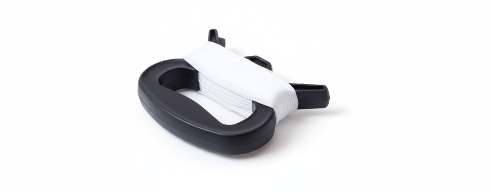 Wikz Håndtag med 80 meter dragesnor i sort, produktfoto på hvid baggrund