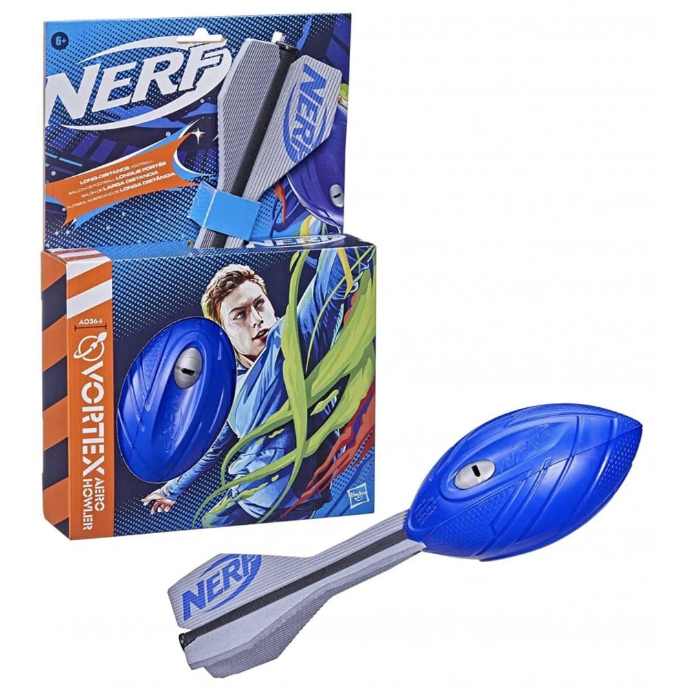 Nerf Vortex Aero Howler Blå - Ses her både selve produktet og dens æske i baggrunden