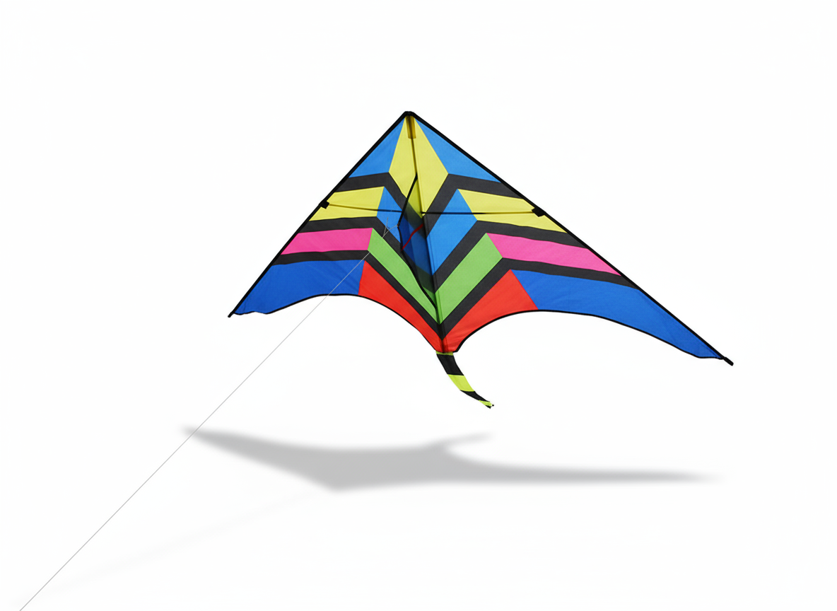 Wikz Delta Skyrush stuntdrage i assorterede farver, vist på hvid baggrund