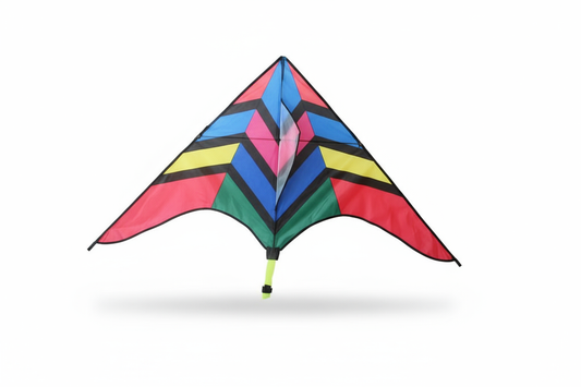 Wikz Delta Skyrush stuntdrage i assorterede farvekombinationer, produktfoto på hvid baggrund