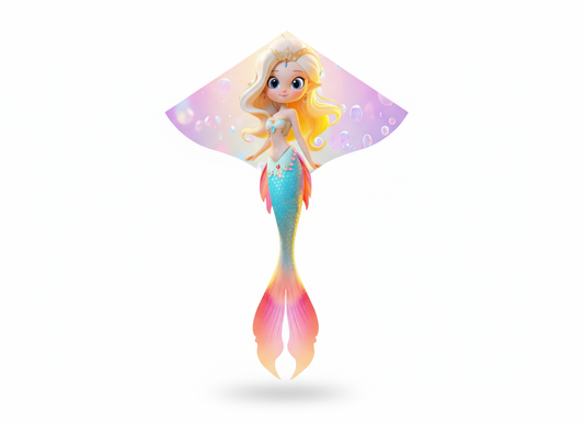 Wikz Havfrue Prinsesse Drage i pastelfarver med lange haler, vist på hvid baggrund