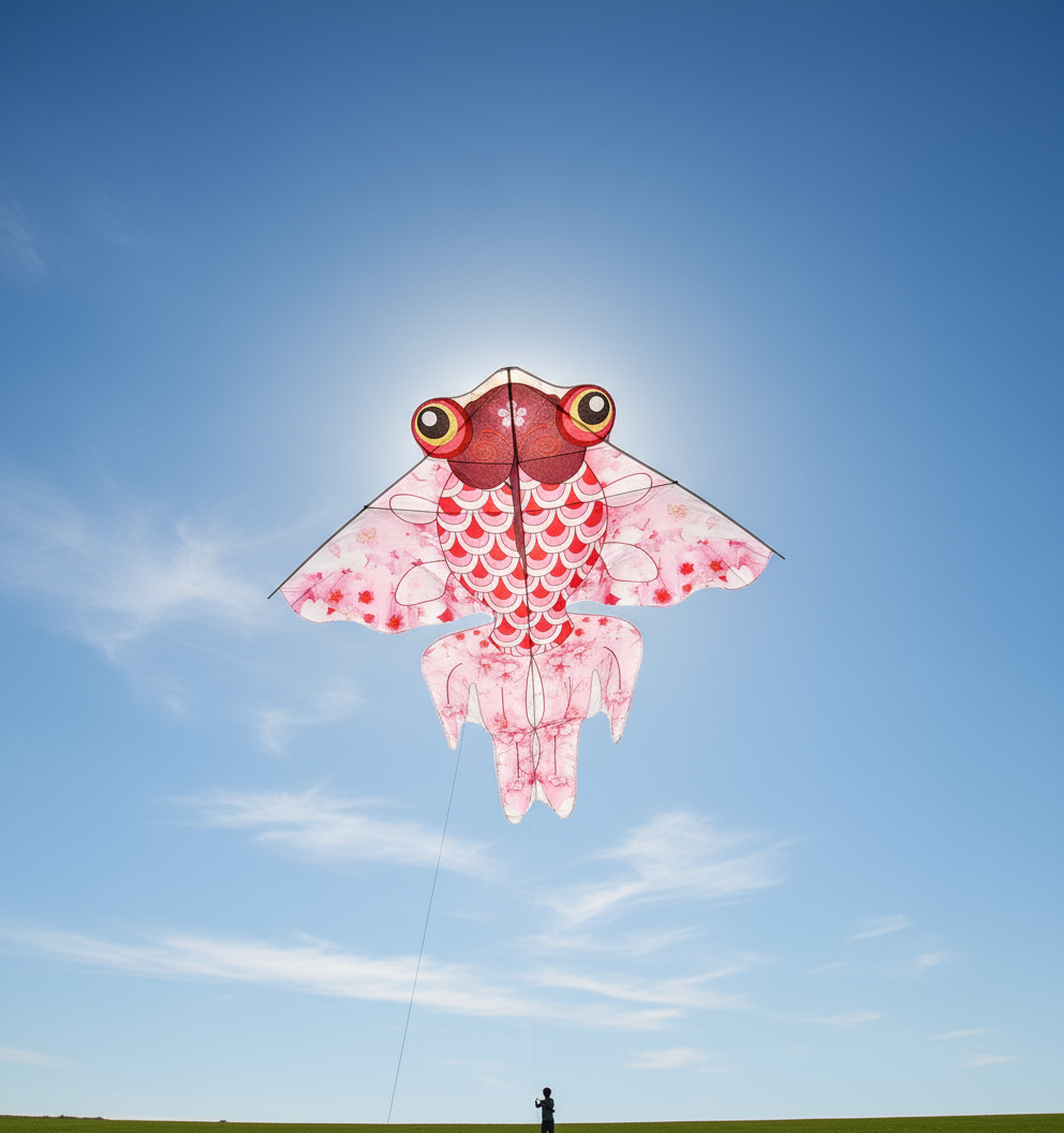 Wikz Hualing Guldfisk Drage i lyserød, flyvende mod blå himmel