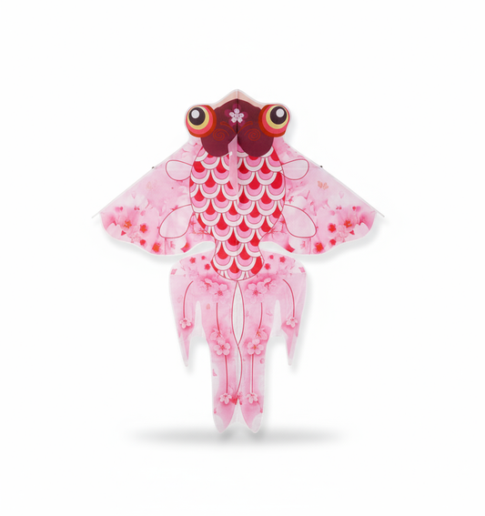 Wikz Hualing Guldfisk Drage i lyserød med lange haler, vist på hvid baggrund