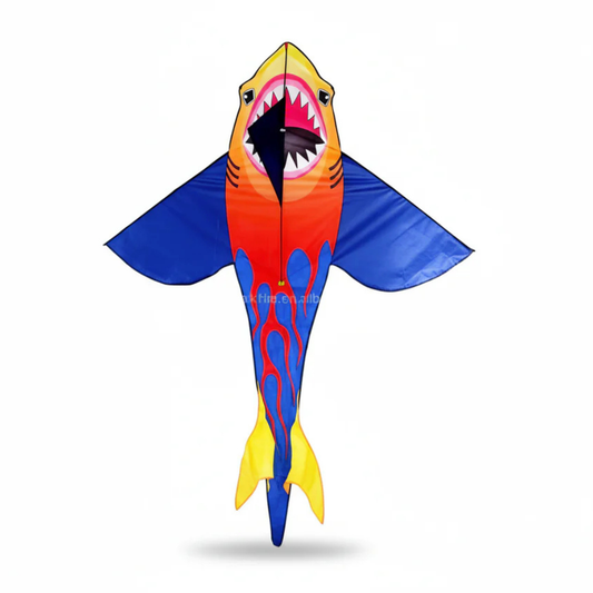 Wikz Ildhaj Drage i rød, gul og blå design, vist på hvid baggrund