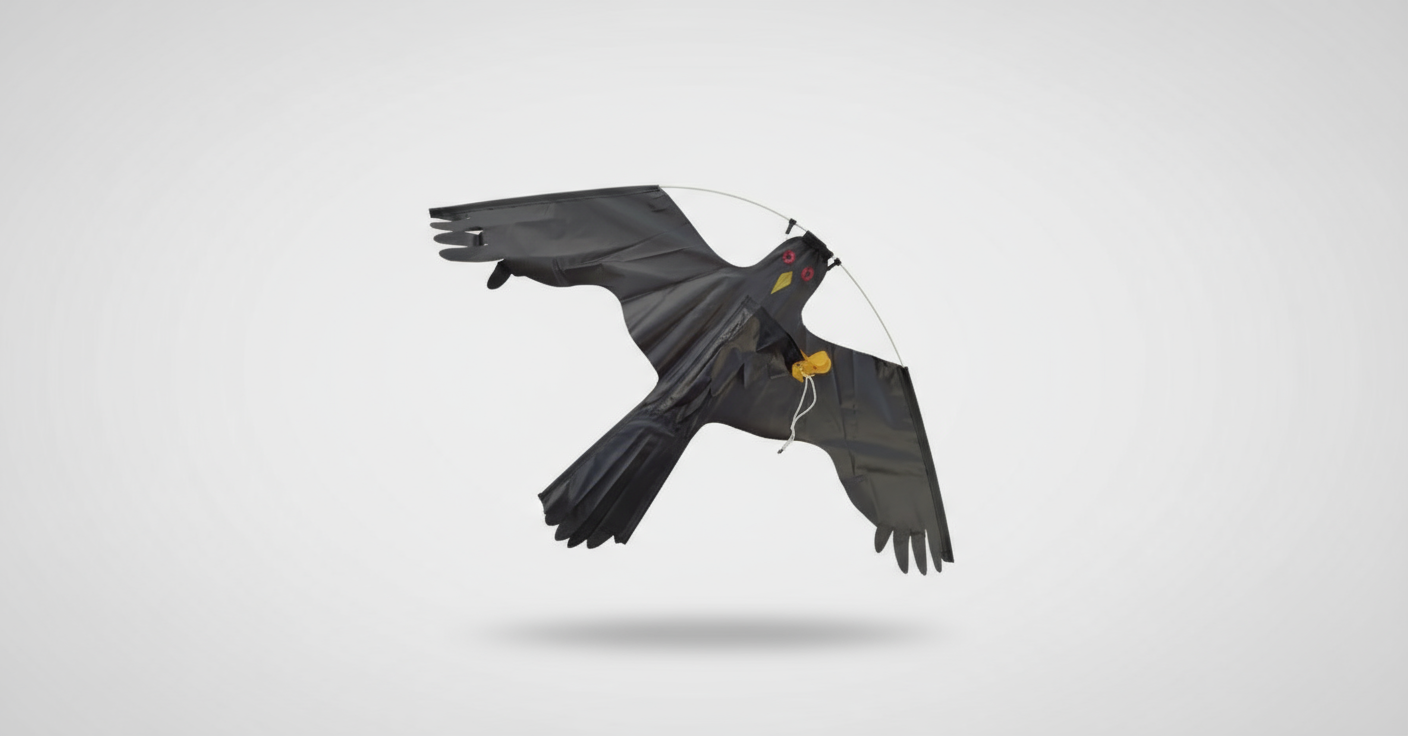 Wikz Mågeskræmmer med glasfiberstang og line i sort, vist på hvid baggrund