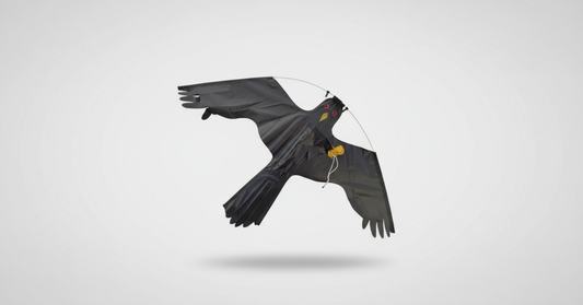 Wikz Mågeskræmmer med glasfiberstang og line i sort, vist på hvid baggrund