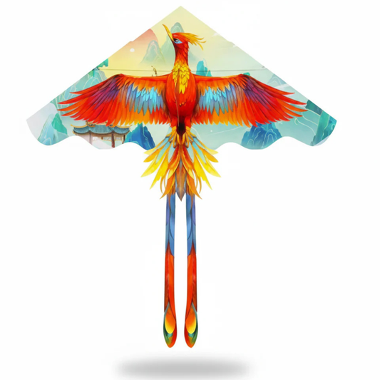 Wikz Phoenix Sunrise Drage i orange, rød og gul farver, vist på hvid baggrund