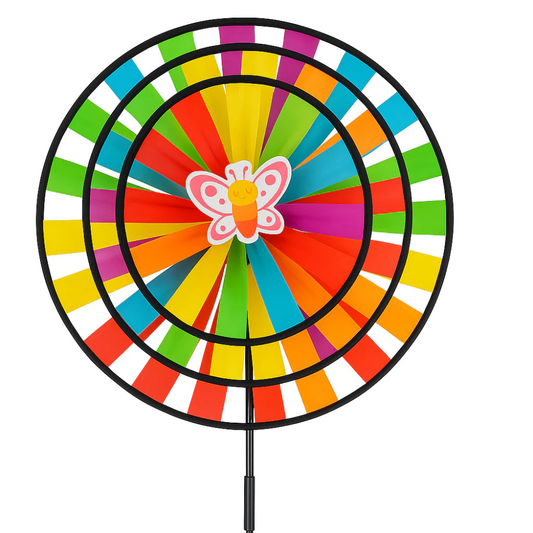 Wikz Twista Double vindhjul i regnbuefarver, vist på hvid baggrund