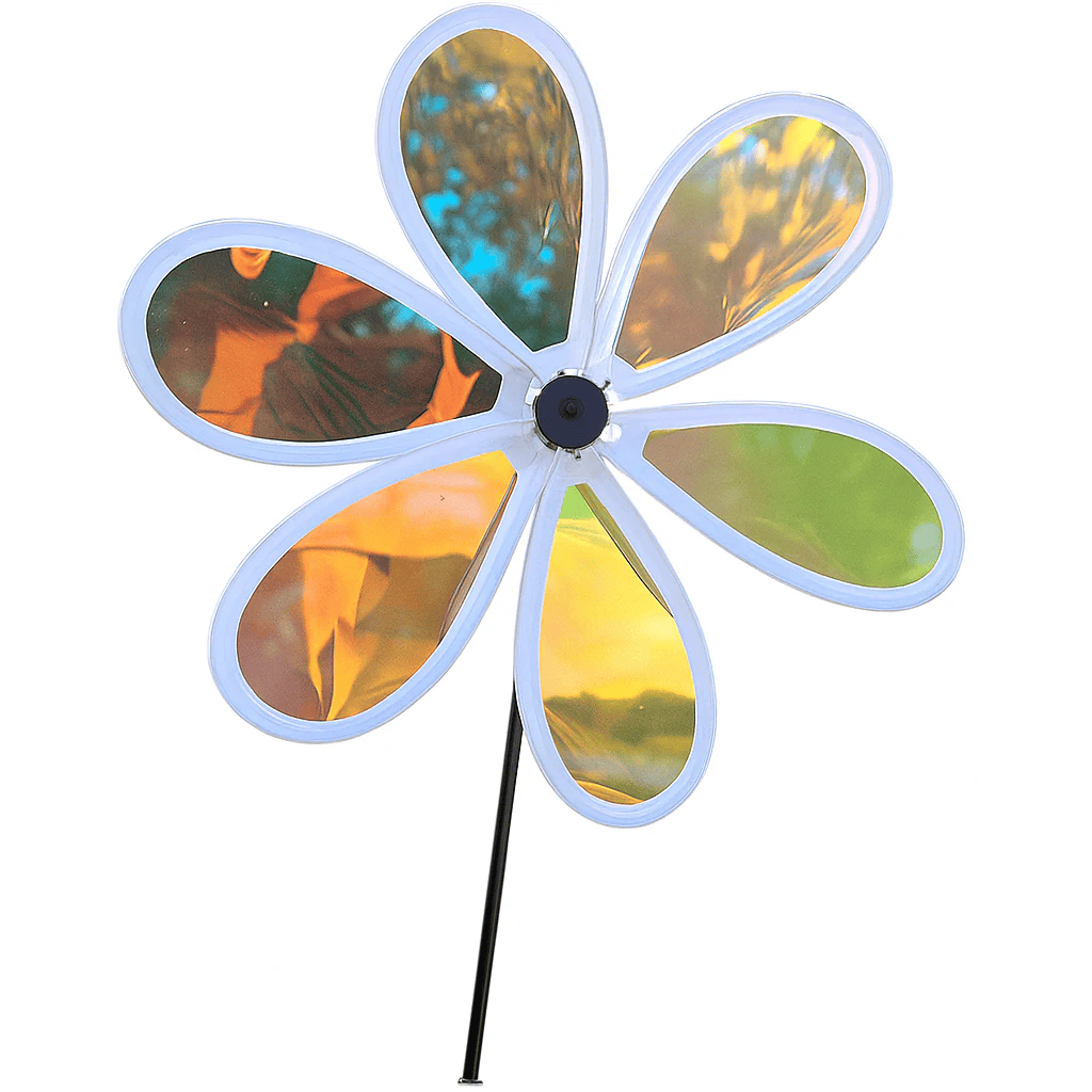 Wikz Twista Flower vindhjul 27 cm i regnbuefarver, vist på hvid baggrund