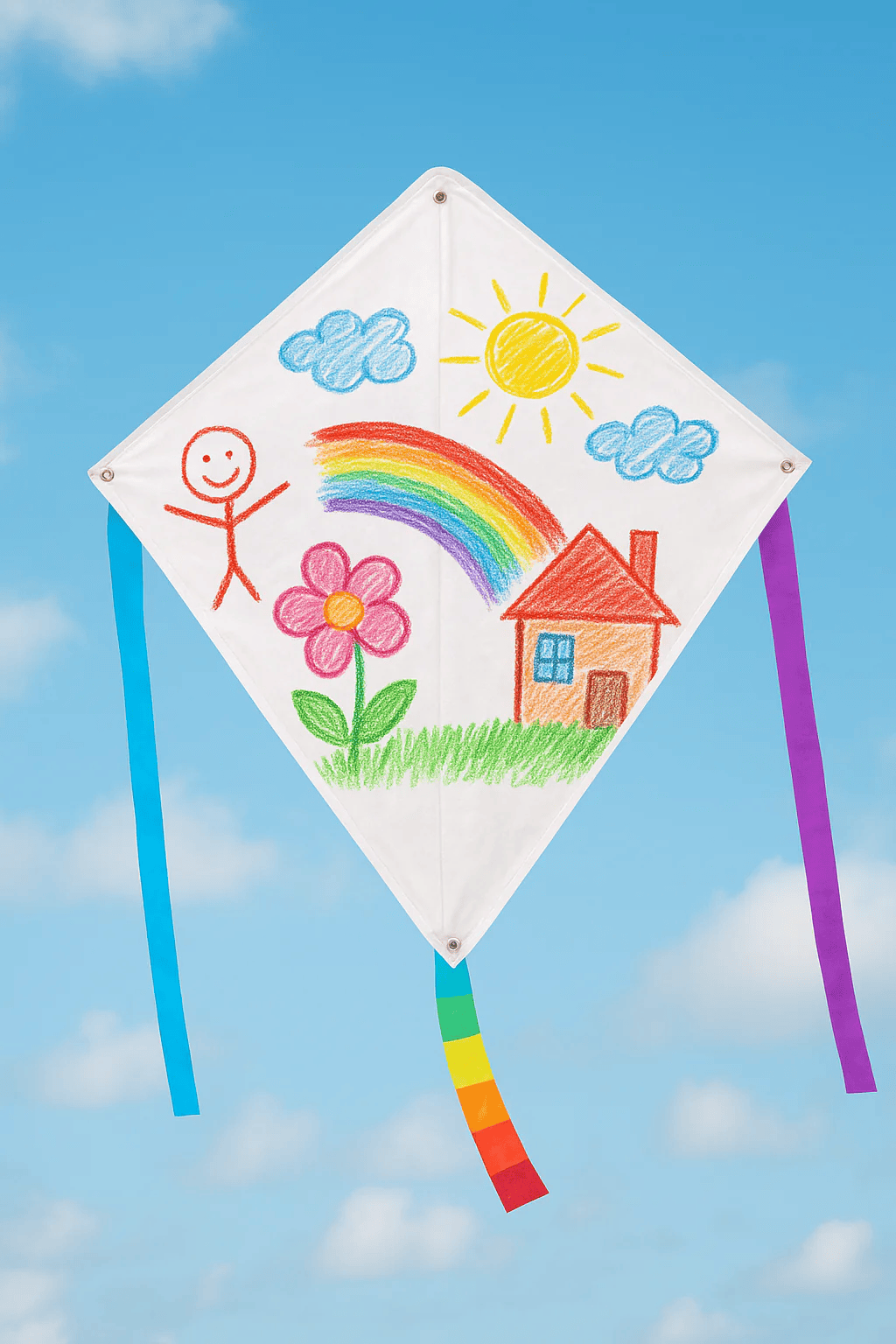 Wikz Ventus MyDesign drage med børnetegning, vist på hvid baggrund