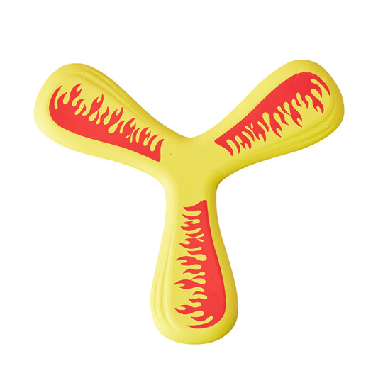 Wikz WindRider EVA boomerang Flame i gul og rød, vist på hvid baggrund