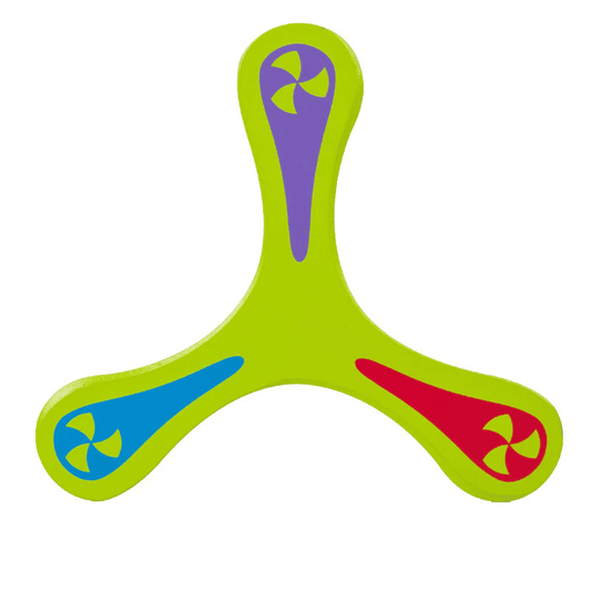 WindRider Energy boomerang i grøn, vist på hvid baggrund